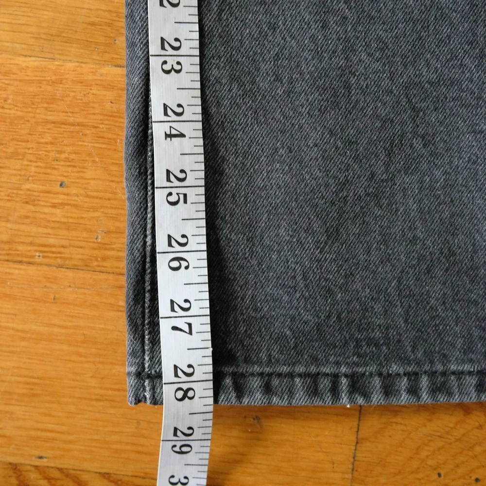 Strawberry Leaves Jeans Wide Leg Gray Faded Denim High Rise Baggy Skater Size 28